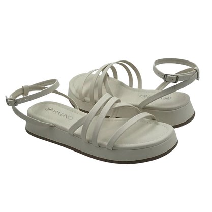Sandália Via Uno Flat Form Off White com Tiras 803005