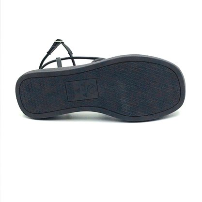 Sandália Via Uno Flat Form Preta com Strass 791003