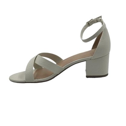Sandália Via Uno Off White Salto Bloco Napa 427112