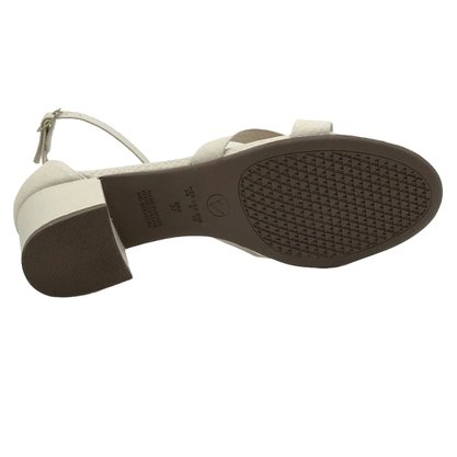 Sandália Via Uno Off White Salto Bloco Napa 427112