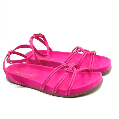 Sandália Via Uno Papete Pink com Tiras Transpassadas 548029
