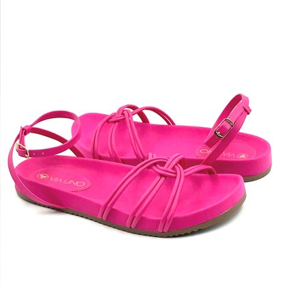 Sandália Via Uno Papete Pink com Tiras Transpassadas 548029
