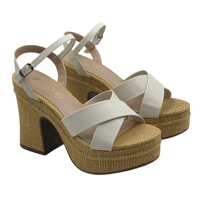 Sandália Via Uno Salto Grosso Sisal Off White 645030