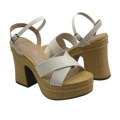 Sandália Via Uno Salto Grosso Sisal Off White 645030