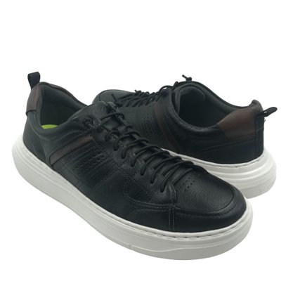 Sapatênis Democrata Couro Ultra Light Preto 526101