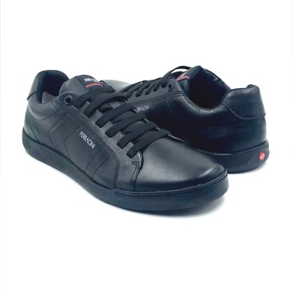 Sapatênis Ferracini Couro Preto Elástico 7052
