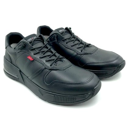 Sapatênis Ferracini Sneakers Couro Preto 7551