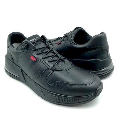 Sapatênis Ferracini Sneakers Couro Preto 7551