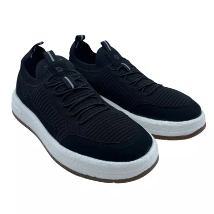 Sapatênis Masculino Democrata KNIT Sola TPU Preto 600102