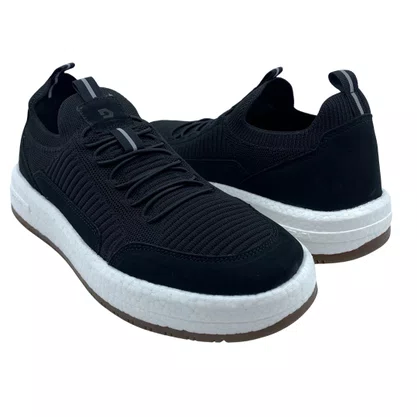 Sapatênis Masculino Democrata KNIT Sola TPU Preto 600102