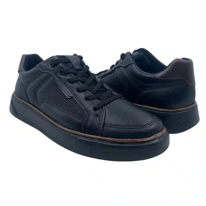 Sapatênis Masculino Pegada Couro Elástico Preto 110933