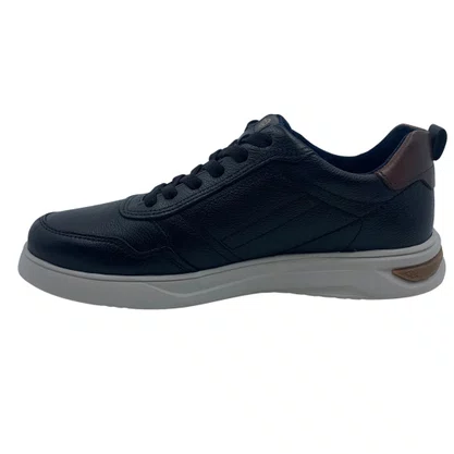 Sapatênis Masculino Pegada Couro Elástico Preto 112401