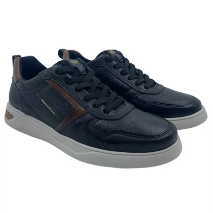 Sapatênis Masculino Pegada Couro Elástico Preto 112401