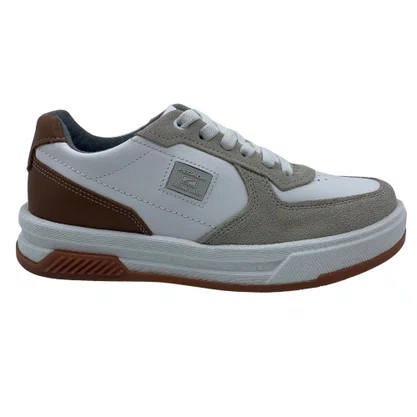 Sapatênis Pegada Couro Branco 112704 Cadarço Elástico TPU