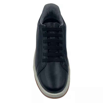 Sapatênis Pegada Couro Preto 112751 Cadarço Elástico TPU