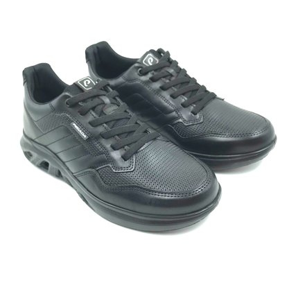 Sapatênis Pegada Couro Preto Cadarço Elástico 110803