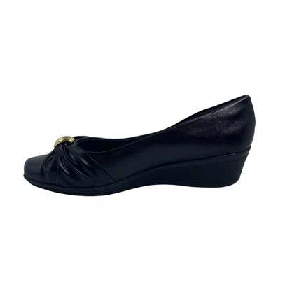 Sapatilha Anabela Comfortflex Preta com Enfeite 2694302