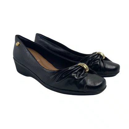 Sapatilha Anabela Comfortflex Preta com Enfeite 2694302