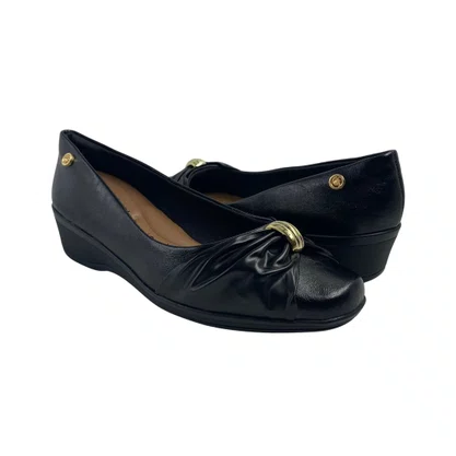 Sapatilha Anabela Comfortflex Preta com Enfeite 2694302