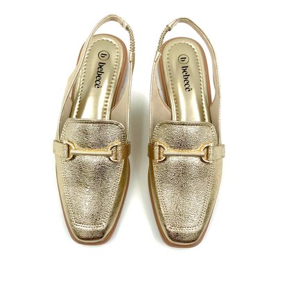Sapatilha Bebecê Slingback Bico Quadrado Dourado 1118042