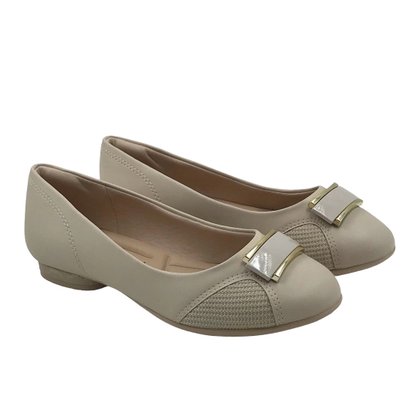 Sapatilha Comfortflex Joanete Bico Redondo Bege 2362302