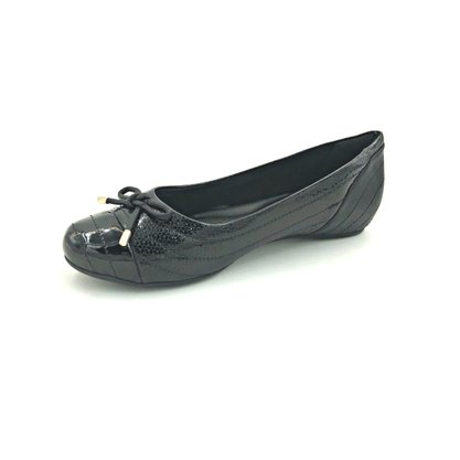 Sapatilha Comfortflex Preta Laço Bico Redondo 2184303