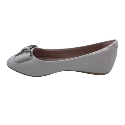 Sapatilha Mini Sua Cia Verniz com Laço Off White 51955