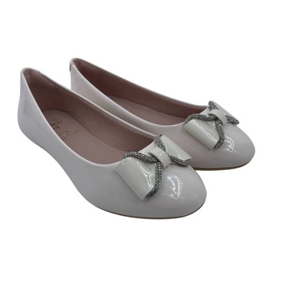 Sapatilha Mini Sua Cia Verniz com Laço Off White 51955