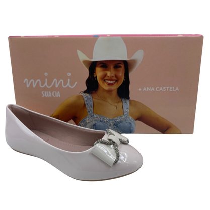 Sapatilha Mini Sua Cia Verniz com Laço Off White 51955