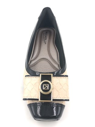 Sapatilha Piccadilly Creme/Preta Bico Quadrado147152