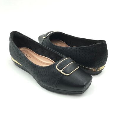 Sapatilha Piccadilly Maxi Bico Quadrado Preta 147304