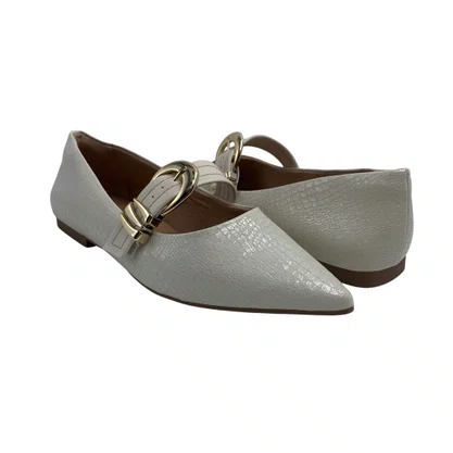 Sapatilha Ramarim Off White 2610104 Verniz Croco
