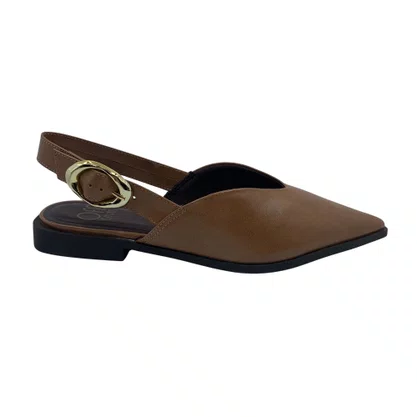 Sapatilha Slingback Offline Bico Fino Marrom 24397