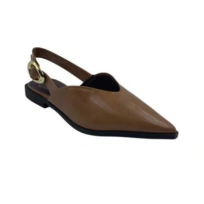Sapatilha Slingback Offline Bico Fino Marrom 24397