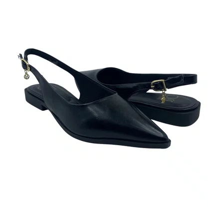 Sapatilha Slingback Offline Bico Fino Preta 24395