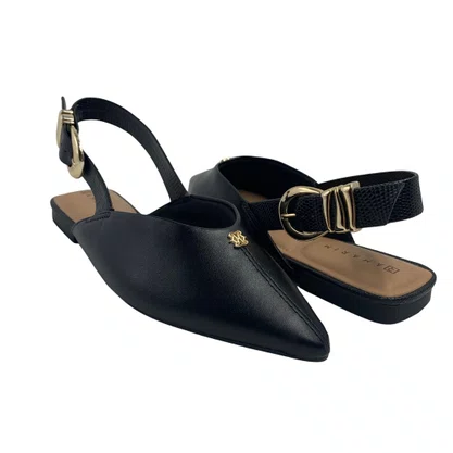 Sapatilha Slingback Ramarim Preta 2610131 Bico Fino