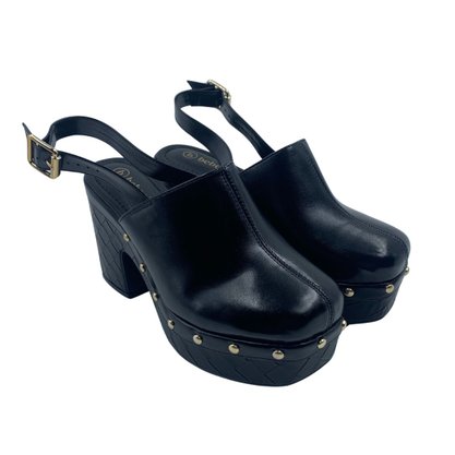 Sapato Bebecê Clog Casual Salto Bloco Preto 5120664