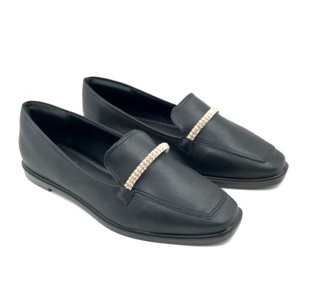 Sapato Bebecê Mocassim com Brilho Preto 1118045