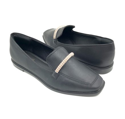 Sapato Bebecê Mocassim com Brilho Preto 1118045