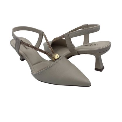 Sapato Bebecê Slingback Scarpin com Brilho Nude 3814334