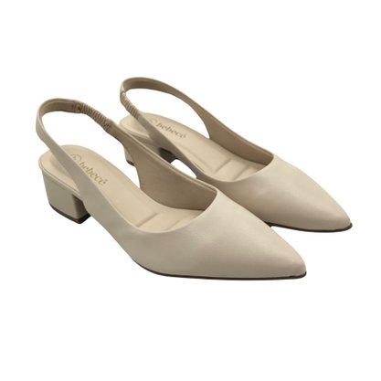 Sapato Bebecê Slingback Scarpin Salto Bloco Nude 3628092