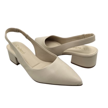 Sapato Bebecê Slingback Scarpin Salto Bloco Nude 3628092