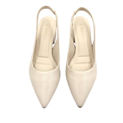 Sapato Bebecê Slingback Scarpin Salto Bloco Nude 3628092