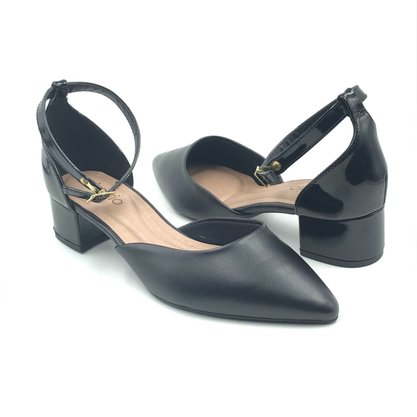 Sapato Beira Rio Bico Fino Salto Bloco Preto 4182204
