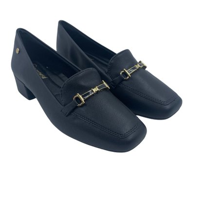 Sapato Campasí Casual Salto Baixo com Aloe Vera Preto 9838