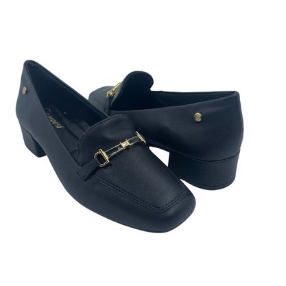 Sapato Campasí Casual Salto Baixo com Aloe Vera Preto 9838