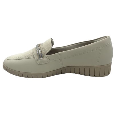 Sapato Campesí Mocassim com Brilho Off White 9167