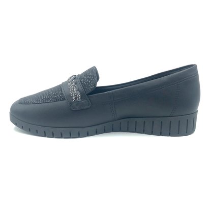 Sapato Campesí Mocassim com Brilho Preto 9167
