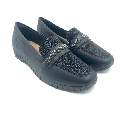 Sapato Campesí Mocassim com Brilho Preto 9167
