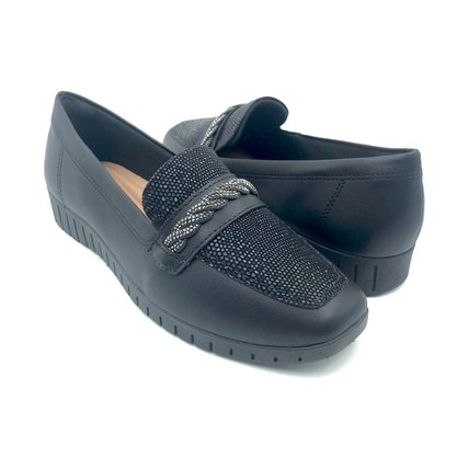 Sapato Campesí Mocassim com Brilho Preto 9167